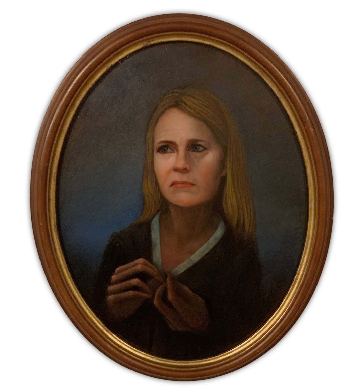 Amy, oil painting on panel by Geoff Holle.