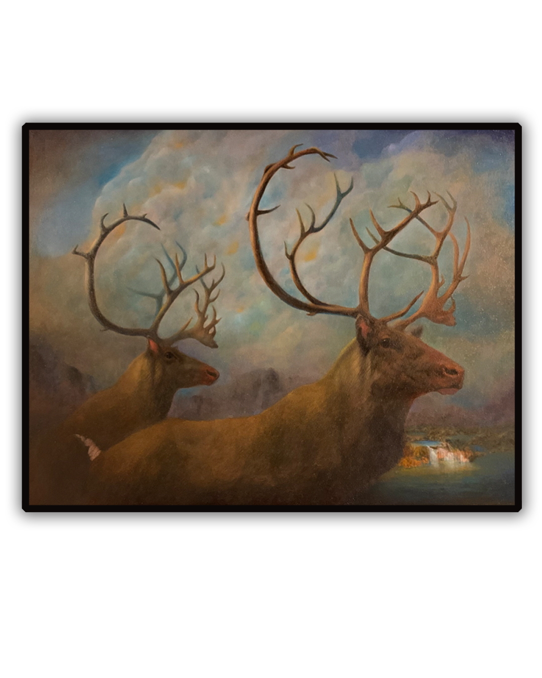 Easter Elk, oil painting on panel by Geoff Holle.