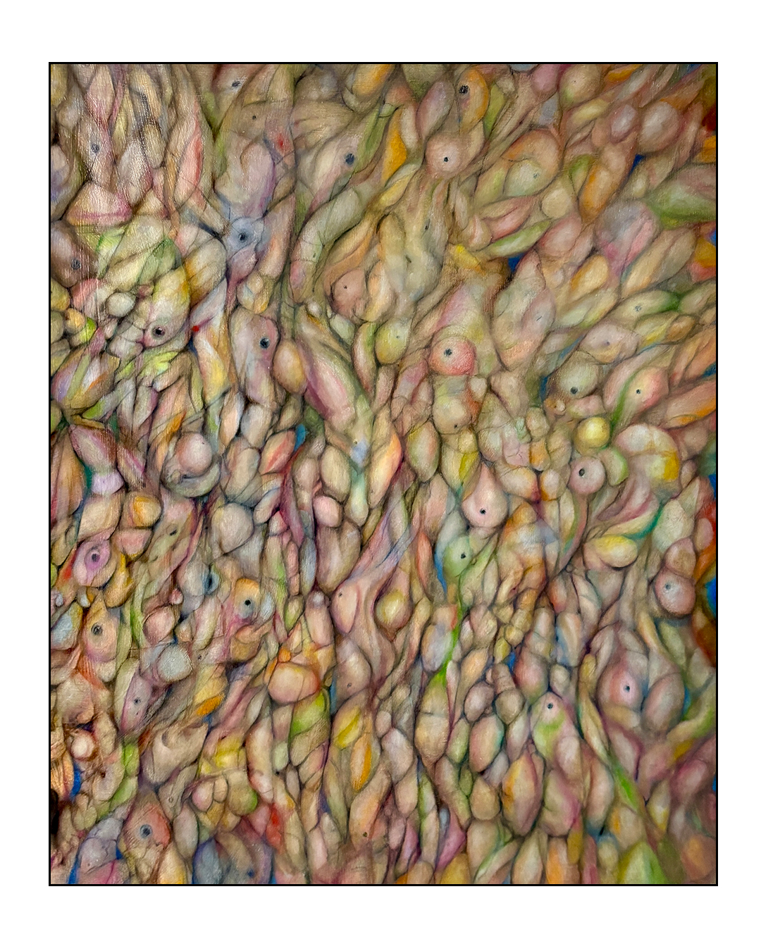 Overlay Monsanto B oil painting on panel by Geoff Holle